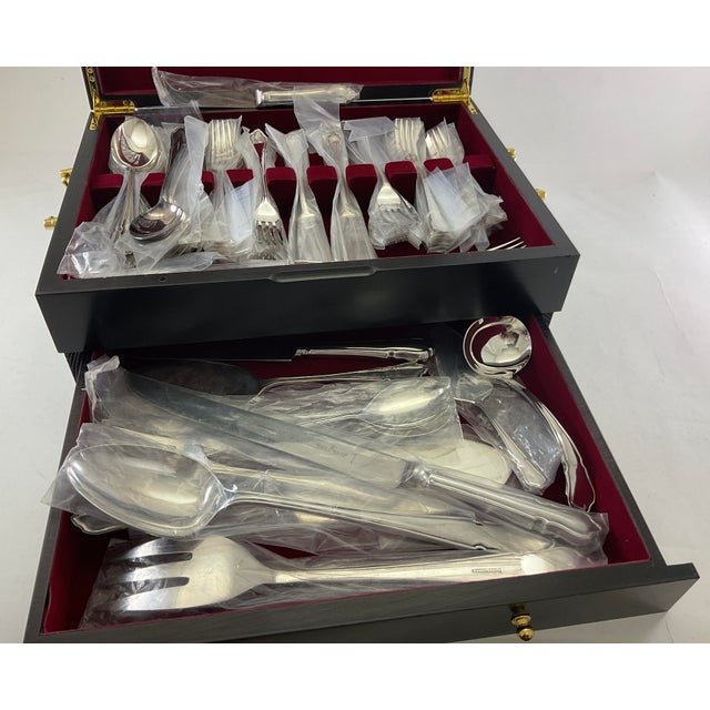 Chippendale 1980s Silver Partial Cutlery Set of 89 Pieces With Storage Dubarry For Sale - Image 3 of 18