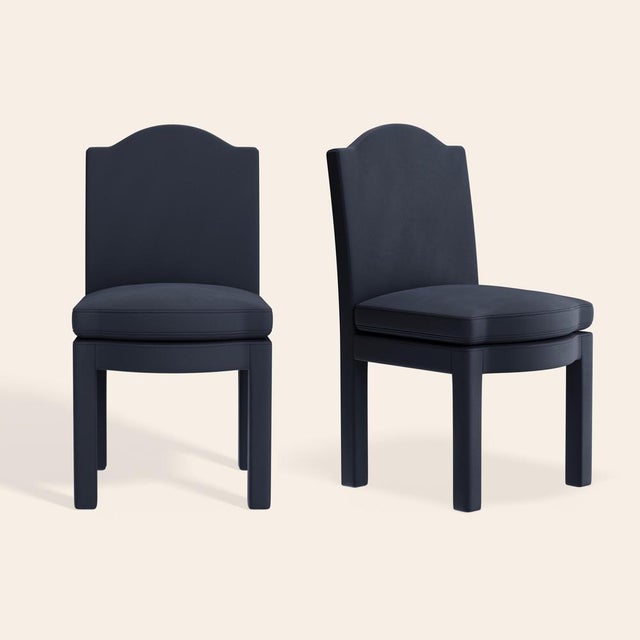 Textile Prussian Linen Leo Dining Chairs by Ceraudo, Set of 2 For Sale - Image 7 of 7