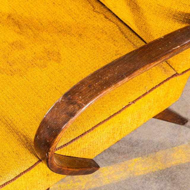 Yellow Vintage Lounge Chair in Sunflower Basket Weave with Sprung Seat by Jaroslav Šmídek, 1960s For Sale - Image 8 of 12