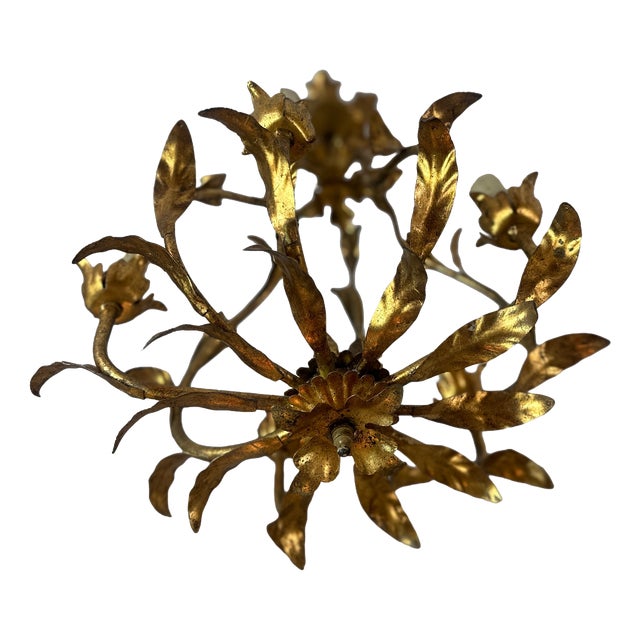 Vintage Italian Brass Chandelier, 1950s For Sale