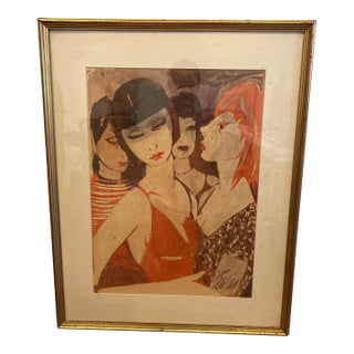 Mid 20th Century Original Charles Levier Watercolor For Sale