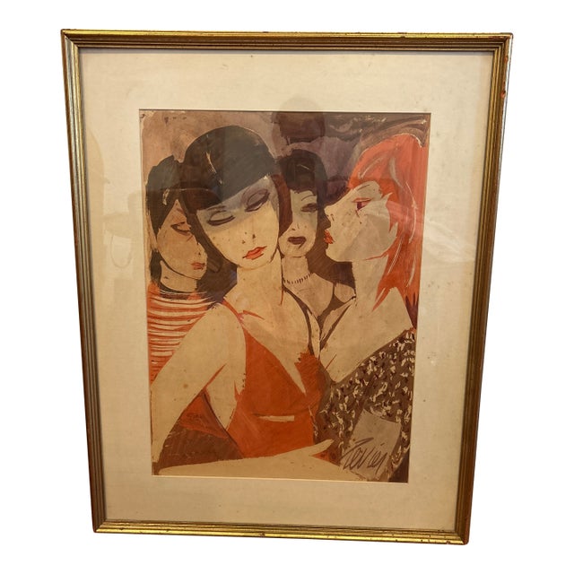 Mid 20th Century Original Charles Levier Watercolor For Sale