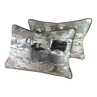 Modern Abstract Silk Brocade Pillows/a Pair For Sale
