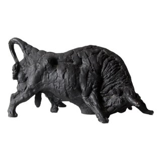 Vintage Cast Iron Bull Scuplture For Sale