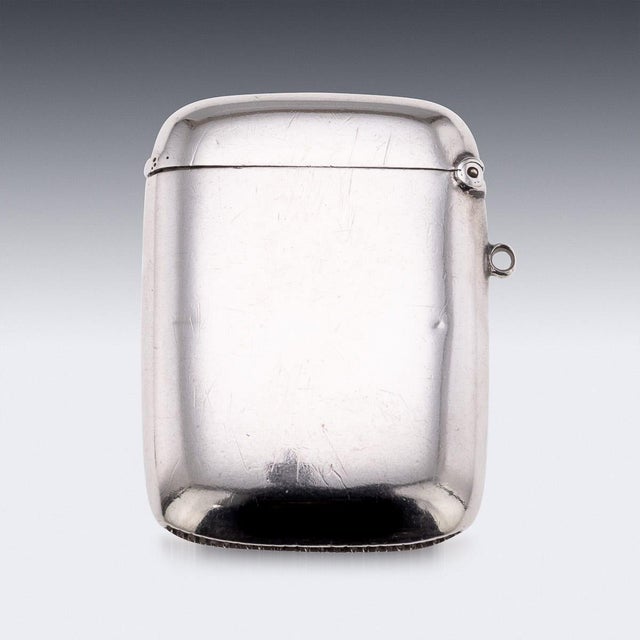 Antique 20th Century Edwardian Silver Vesta Case with Enamel Detailing, 1903 For Sale - Image 4 of 12