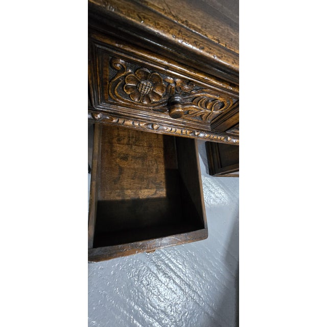 Oak Pedestal Desk, 1920s For Sale - Image 4 of 11