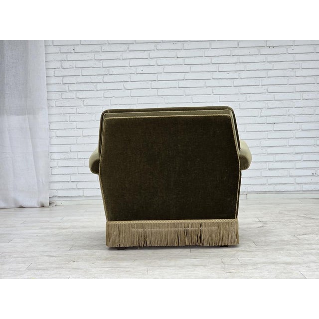 Danish Armchair in Green Furniture Velour, 1970s For Sale - Image 9 of 18