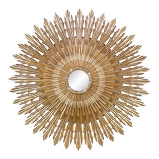 20th Century Sunburst Carved Golden Mirror For Sale