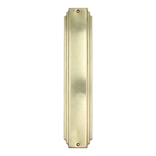 Vintage 15 In. Art Deco Polished Brass Door Push Plate For Sale