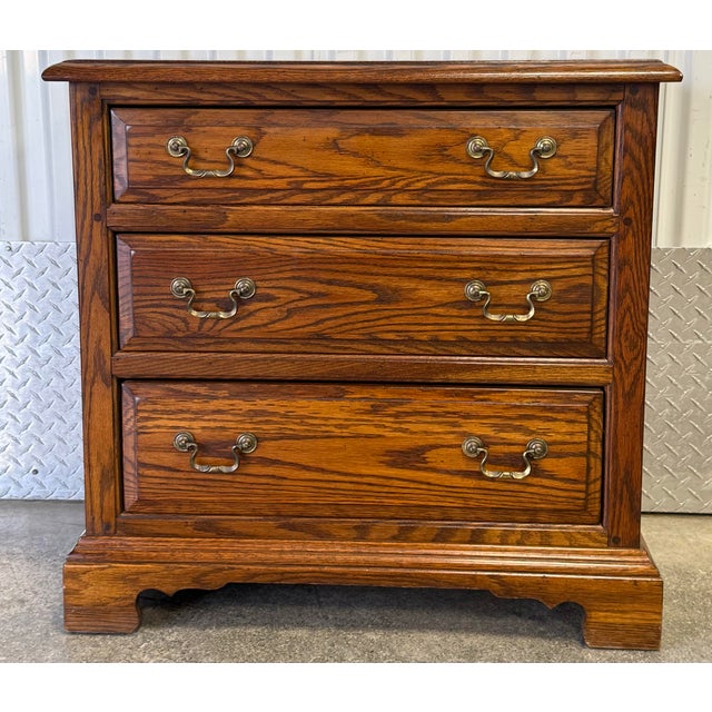 Vintage Ethan Allen Oak Canterbury Nightstand/ Commode - A Pair For Sale - Image 9 of 12