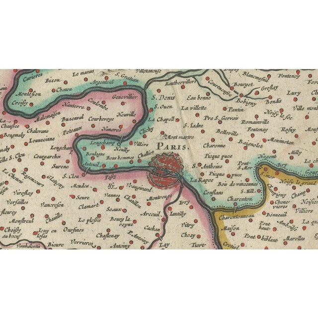 17th Century Blaeu Map of Île-De-France Paris Region with Royal Arms, 1642 For Sale - Image 5 of 10