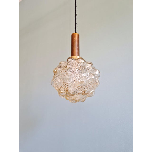 Amber Bubble Glass Pendant Light by Helena Tynell for Glashütte Limburg, 1970s For Sale - Image 15 of 15