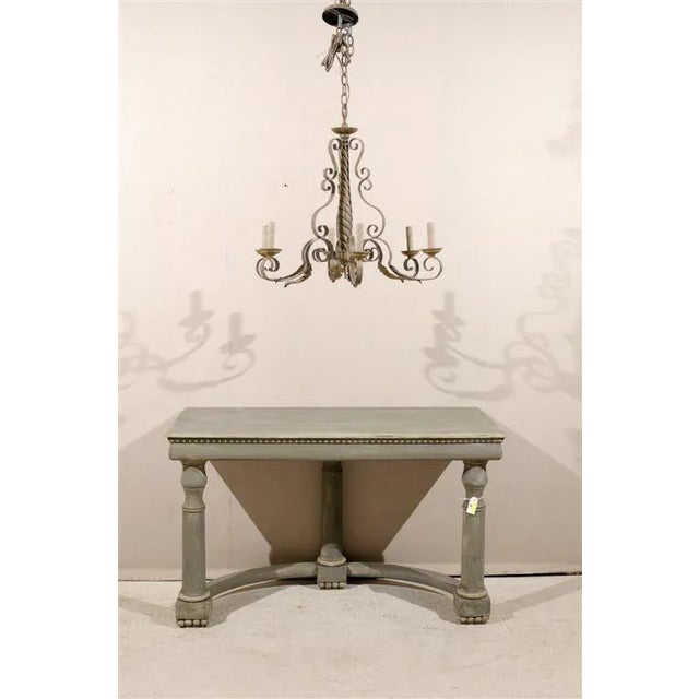 Mid 20th Century French Six-Light Painted Chandelier For Sale - Image 4 of 6