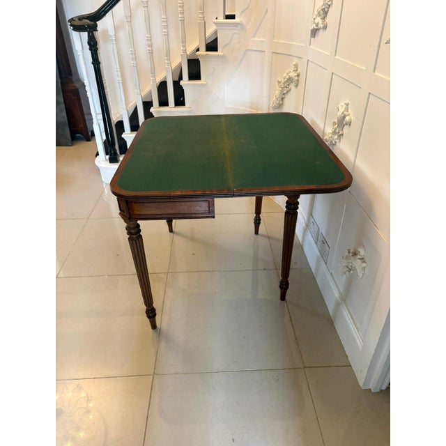 George III Mahogany Reeded Legs Fold Over Top Hall Card Console Table by Gillows, 1780 For Sale - Image 3 of 13