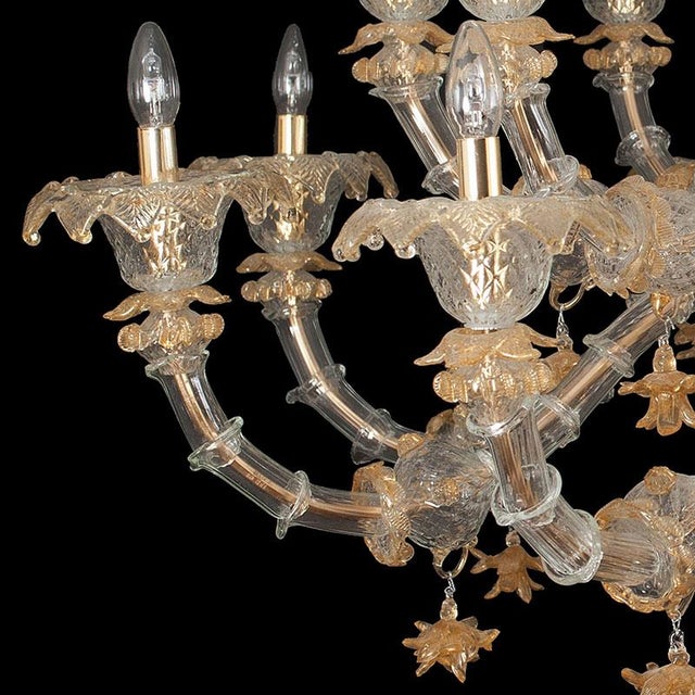Rezzonico Chandelier in Crystal and Gold Murano Glass, 1950s For Sale - Image 4 of 10