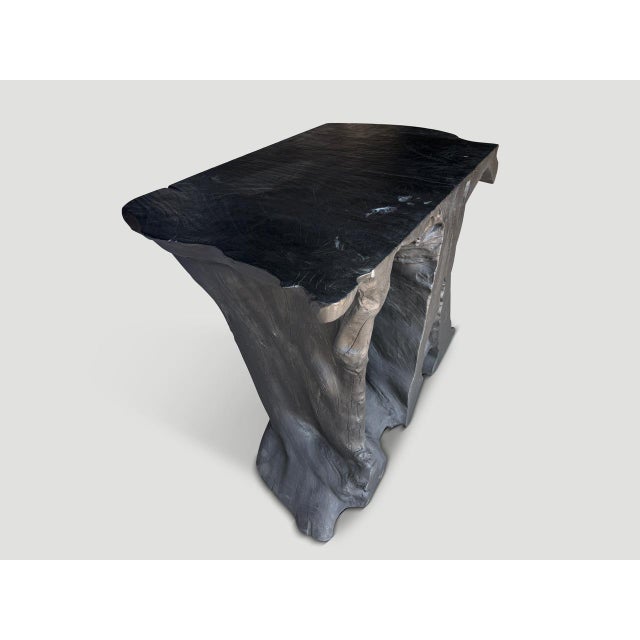 Andrianna Shamaris Mahogany Wood Sculptural Charred Console Table For Sale In New York - Image 6 of 6