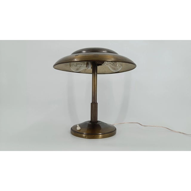 Brown Art Deco Copper Desk Lamp, 1930s For Sale - Image 8 of 10