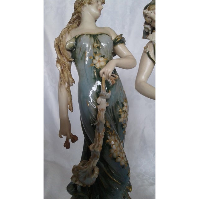 Art Nouveau Pair of Turn Teplitz Bohemia Porcelain Figurines, Ca 1900 For Sale - Image 3 of 7