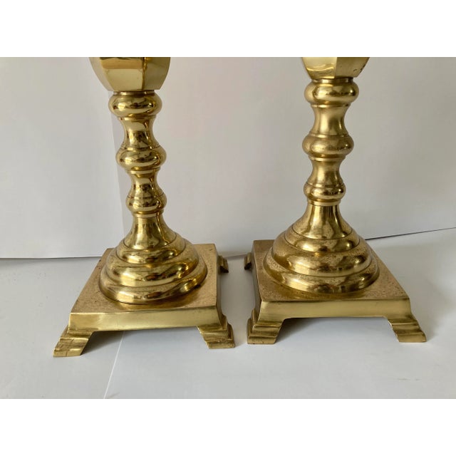 Gothic Gothic Style Monolithic Brass Candle Sticks (2) Pair For Sale - Image 3 of 7
