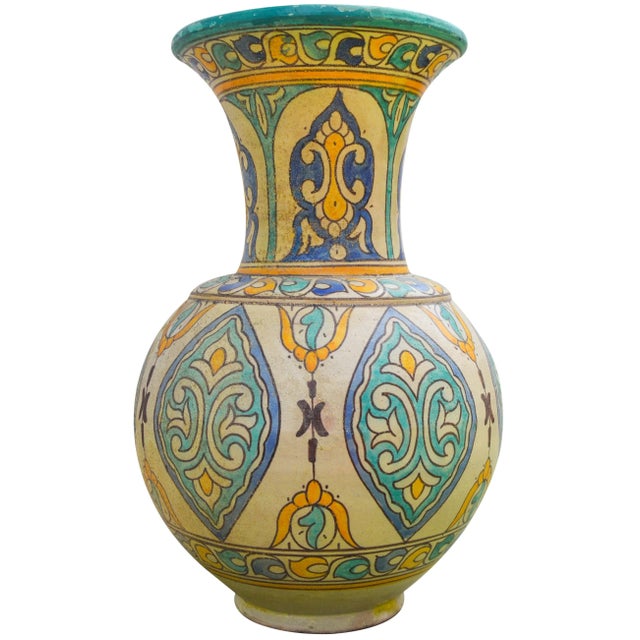 Ceramic Antique Ceramic Arabesque Vase For Sale - Image 7 of 10