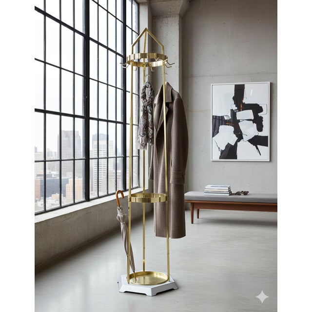 Wiener Werkstätte brass wardrobe or clothes rack, which was designed and manufactured in Vienna around 1920 This high...