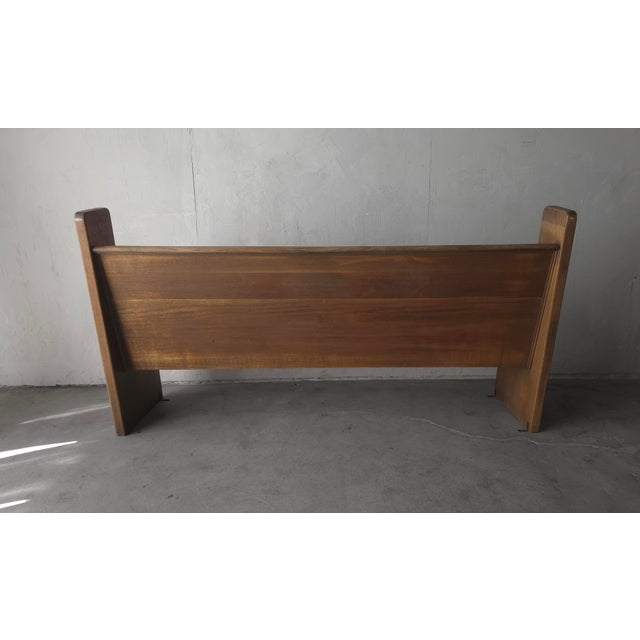 Brown Antique Rustic European Wooden Pew Bench For Sale - Image 8 of 12