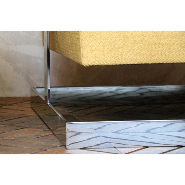 Mid-Century Pair of T-Back “Floating Cube” Lounge Chairs Milo Baughman Style — Circa 1970s For Sale - Image 13 of 18