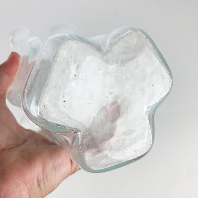 Vintage Muurla Finland Ruffled Folded Handkerchief Vase Clear Blown Art Glass For Sale In Baltimore - Image 6 of 10