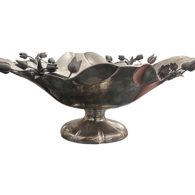 Turkish Pair of Damar 925 Sterling Silver Floral Bowls, 20th Century. For Sale - Image 3 of 9
