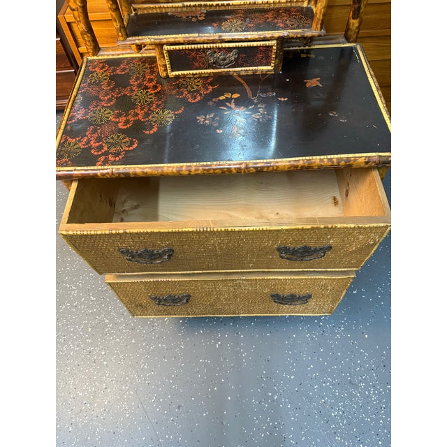 Antique Victorian Tortoiseshell Bamboo Chest of Drawers With Vanity For Sale - Image 10 of 12