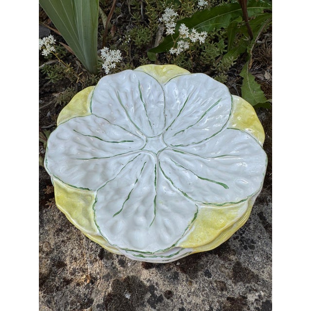 French French Yellow Leaf Plates, S/6 For Sale - Image 3 of 5