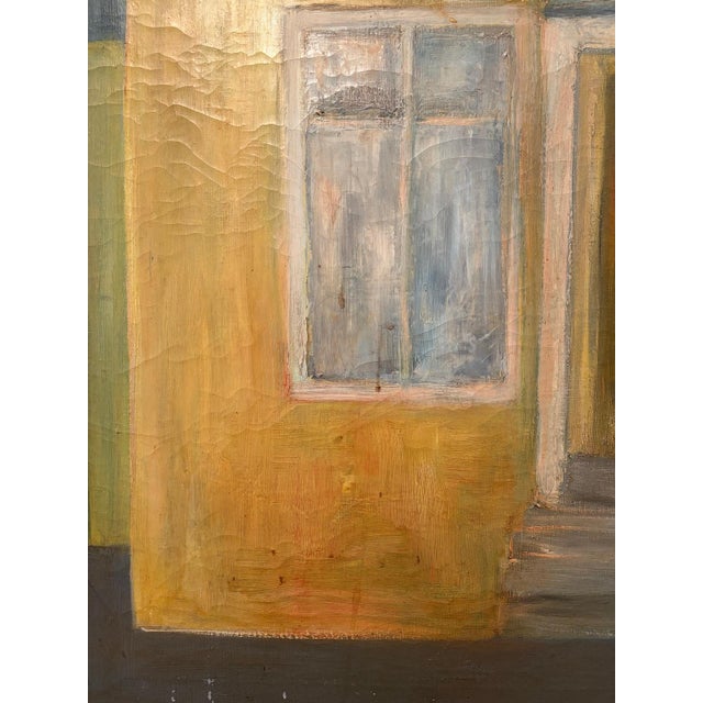 Mid-Century Modern Vintage Mid-Century Modernist House Painting, Textured Oil, 25 X 39, Framed For Sale - Image 3 of 7