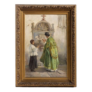 Acacio Lino, Scene Composition, 1928, Oil on Canvas For Sale