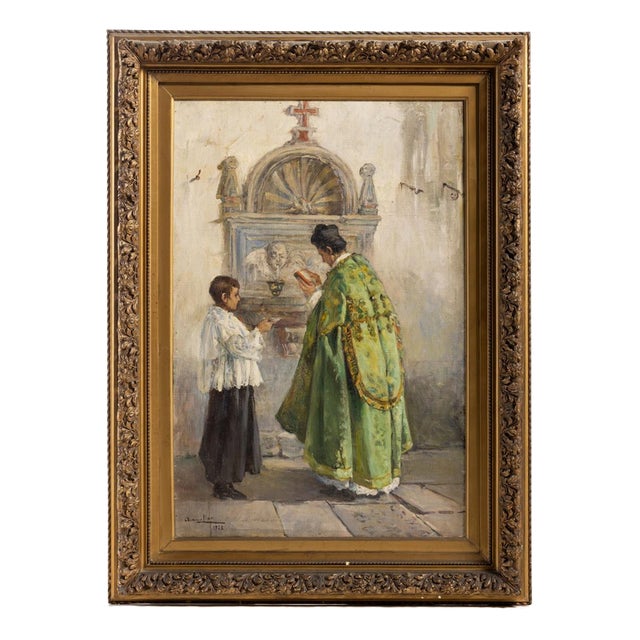 Acacio Lino, Scene Composition, 1928, Oil on Canvas For Sale