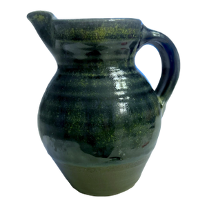 1990s Brad Tucker Pottery Blue Glazed Pitcher-Handmade Studio Stoneware-Seagrove-Nc