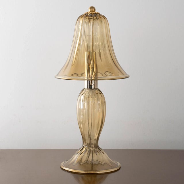 Brown Smoky Murano Glass Table Lamps, Italy, 1990s, Set of 2 For Sale - Image 8 of 12