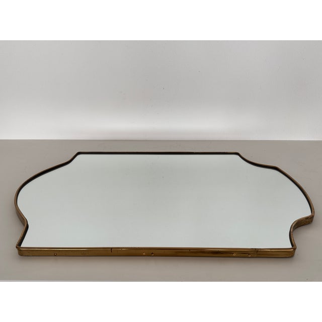 Large Mid-Century Italian Wall Mirror with Brass Frame, 1970s For Sale - Image 15 of 17