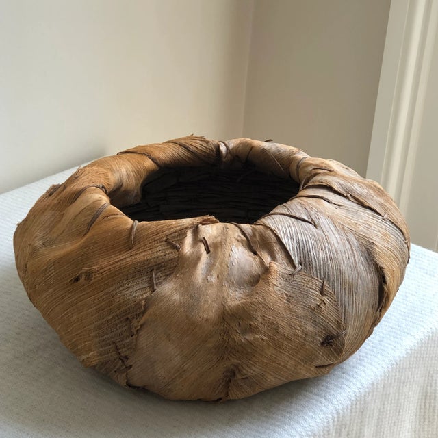 Mid-Century Palm Beach Regency Banana Leaf Basketry Bowl For Sale - Image 9 of 13