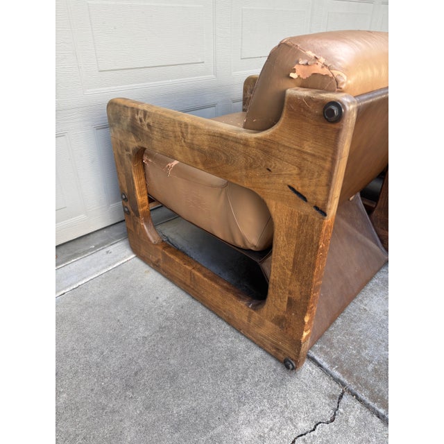 Lou Hodges Style California Rustic Industrial Sling Lounge Chairs Ottoman a Pair For Sale - Image 10 of 12
