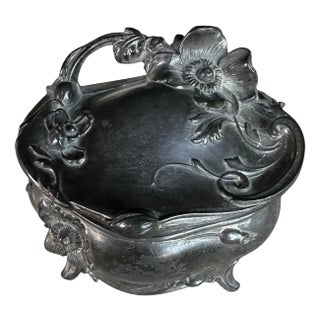 1930s Vintage Art Nouveau Floral Trinket Jewelry Box For Sale