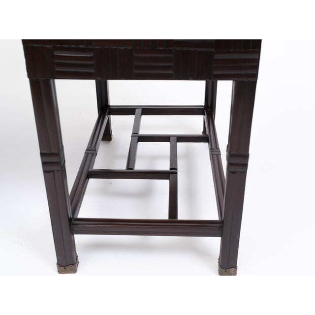 1960's Anglo Chinese Bamboo Parquet Hardwood Campaign Desk For Sale - Image 10 of 11