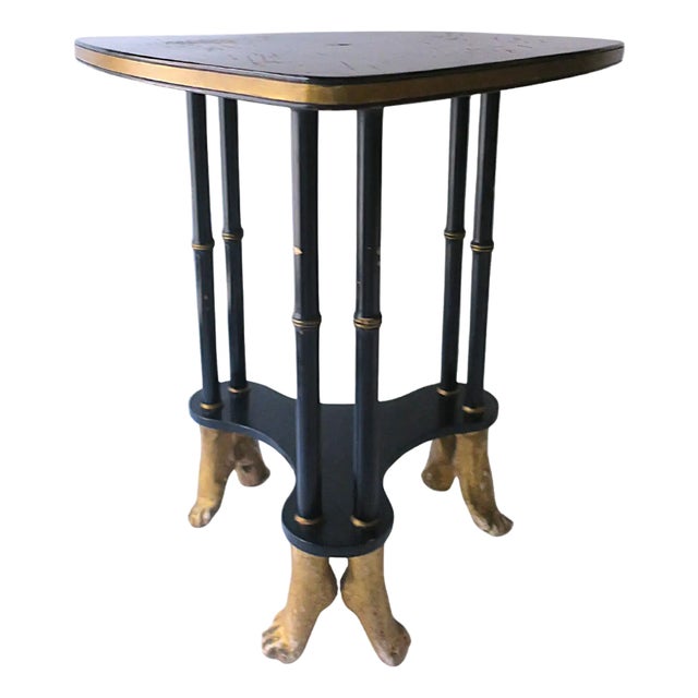 Black and Gold Giltwood Surrealist Style Side End Table, Circa Late-20th Century For Sale