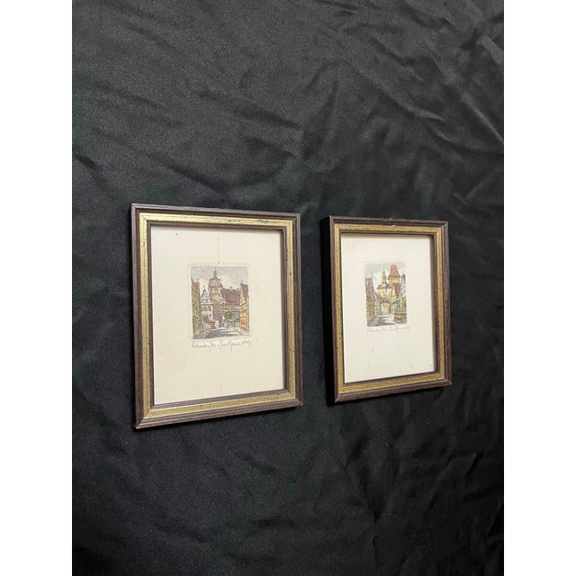 Mid 20th Century Original Etchings of Rothenburg Germany by Ernst Geissendörfer- Set of 2 For Sale - Image 5 of 11