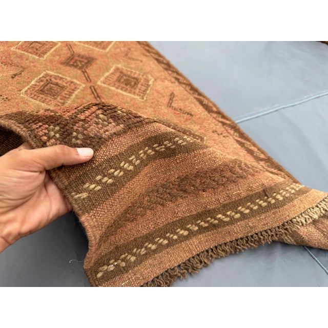 Textile Vintage Afghan Hand-Knotted Mishwani Flatweave Kilim Runner Rug, For Sale - Image 7 of 12