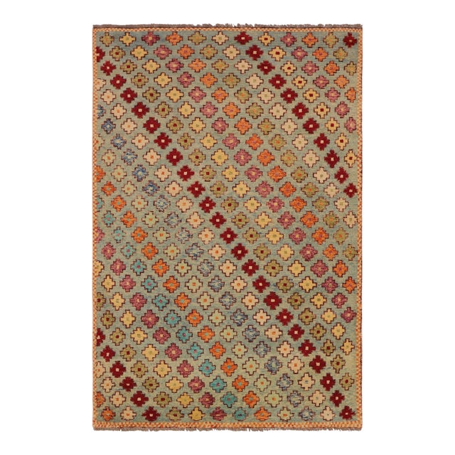 Modern Balochi Blue/Red Wool Rug - 4'9''x8'0'' For Sale