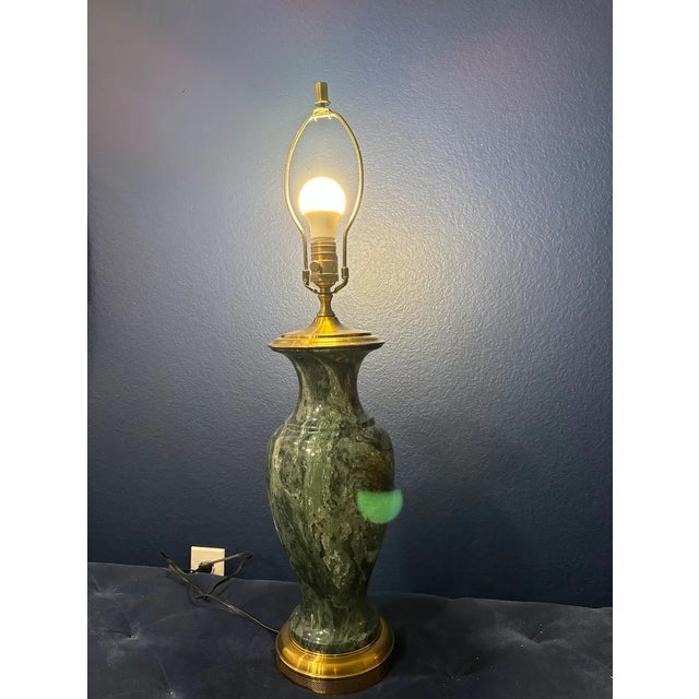 Mid 20th Century Mid 20th Century Marbro Green and White Marble Table Lamp For Sale - Image 5 of 6