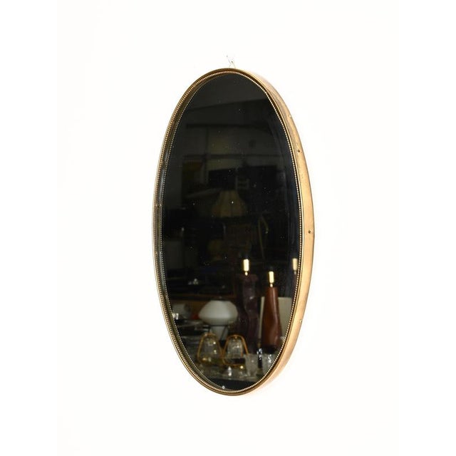 Vintage Oval Mirror in Brass by Gio Ponti, Italy, 1950s For Sale - Image 9 of 10