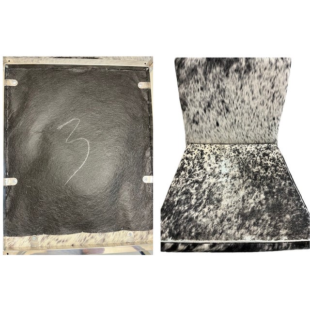 Set of 6 Mid-Century Modern Chrome + Cowhide Bar Stools - Custom-Made For Sale - Image 9 of 12