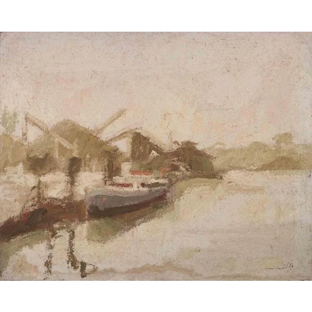 Franco Marzilli, View of the Bay, Oil Painting, 1970s For Sale - Image 6 of 6