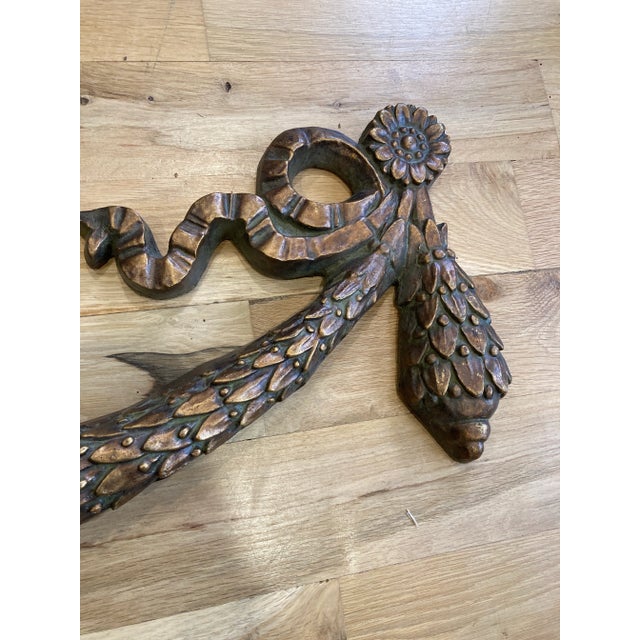 Late 20th Century Vintage Carved Solid Wood Ornate Wall Decor For Sale - Image 5 of 9